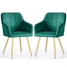   AKORD LUXANO Kárpitozott Szék Welúr Palackzöld Arany Lábakkal