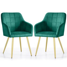   AKORD LUXANO Kárpitozott Szék Welúr Palackzöld Arany Lábakkal