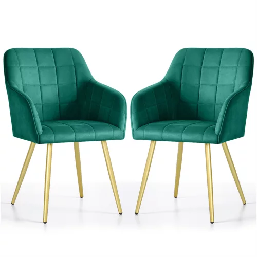 AKORD LUXANO Kárpitozott Szék Welúr Palackzöld Arany Lábakkal