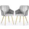 AKORD LUXANO kárpitozott szék welúr szürke arany lábakkal négyzetes steppelt mintával