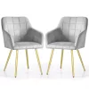 AKORD LUXANO kárpitozott szék welúr szürke arany lábakkal négyzetes steppelt mintával