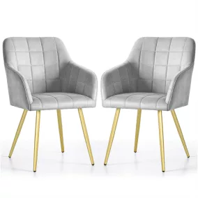   AKORD LUXANO kárpitozott szék welúr szürke arany lábakkal négyzetes steppelt mintával