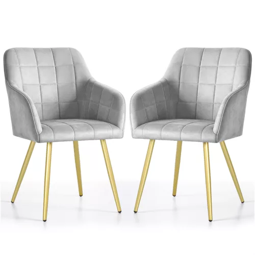 AKORD LUXANO kárpitozott szék welúr szürke arany lábakkal négyzetes steppelt mintával