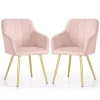 AKORD LUXANO Kárpitozott Szék Welúr Púder Rózsaszín Arany Lábakkal