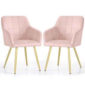   AKORD LUXANO Kárpitozott Szék Welúr Púder Rózsaszín Arany Lábakkal