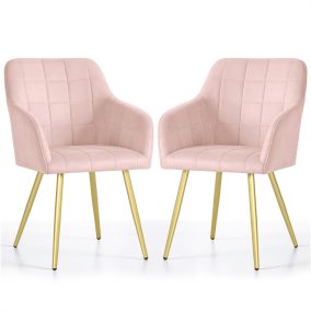   AKORD LUXANO Kárpitozott Szék Welúr Púder Rózsaszín Arany Lábakkal