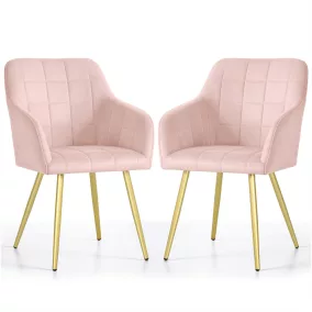   AKORD LUXANO Kárpitozott Szék Welúr Púder Rózsaszín Arany Lábakkal