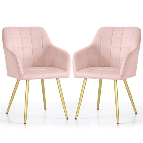 AKORD LUXANO Kárpitozott Szék Welúr Púder Rózsaszín Arany Lábakkal