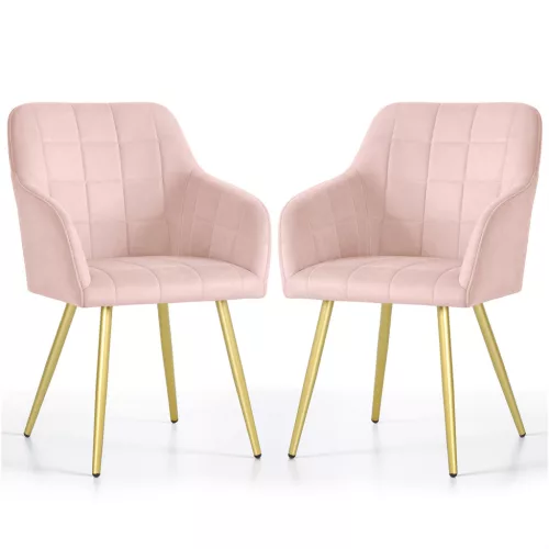 AKORD LUXANO Kárpitozott Szék Welúr Púder Rózsaszín Arany Lábakkal
