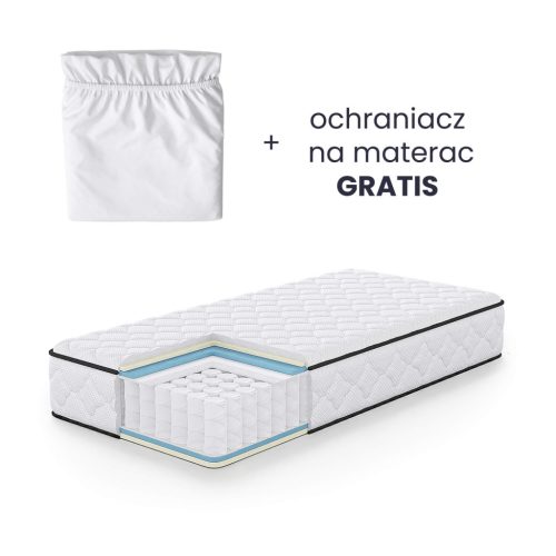 AKORD rugós matrac védőhuzattal 90x190 cm H3 fehér 24 cm magas