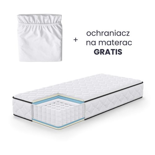 AKORD rugós matrac védőhuzattal 90x200 cm H3 fehér 24 cm magas