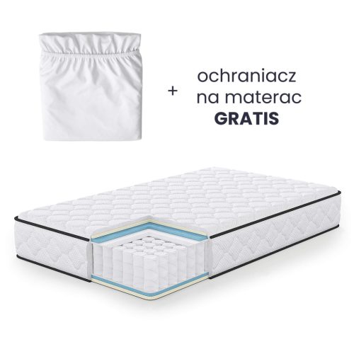 AKORD Furniture Factory rugós matrac védőhuzattal 120x200 cm H3 fehér 24 cm magas