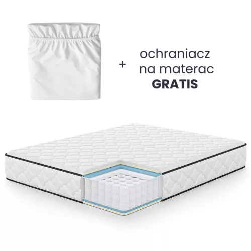 AKORD Furniture Factory rugós matrac védőhuzattal 160x200 cm H3 fehér 24 cm magas