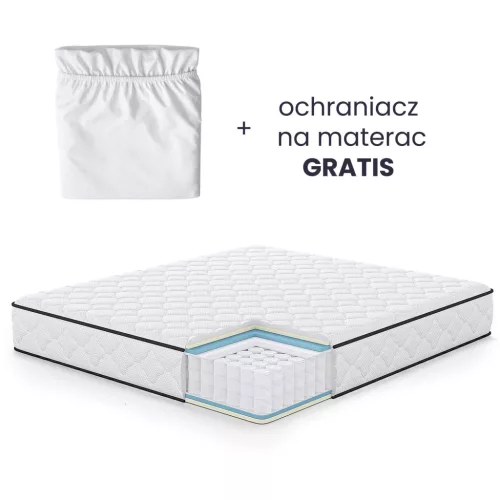 AKORD Furniture Factory rugós matrac védőhuzattal 180x200 cm H3 fehér 24 cm magas