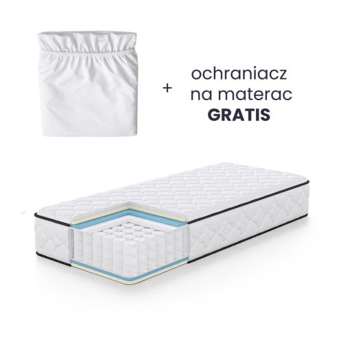 AKORD Furniture Factory rugós matrac védőhuzattal 80x190 cm H3 fehér 24 cm magas