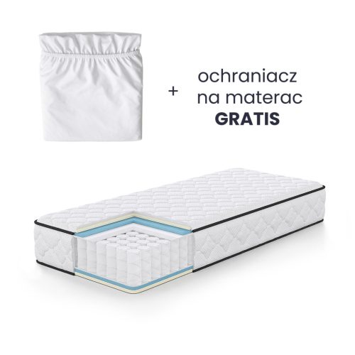 AKORD Furniture Factory rugós matrac védőhuzattal 80x200 cm H3 fehér 24 cm magas