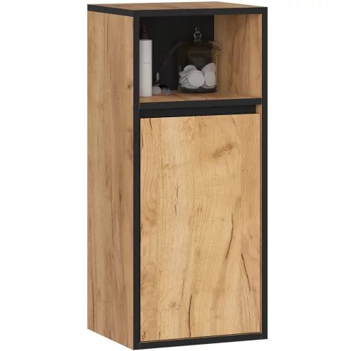 AKORD VAMI W35 Fali Fürdőszobai Szekrény Craft Tölgy-Fekete