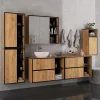 AKORD VAMI W35 Fali Fürdőszobai Szekrény Craft Tölgy-Fekete