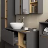 AKORD VAMI W35 Fali Fürdőszobai Szekrény Grafit Szürke Artisan Tölgy