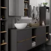 AKORD VAMI W35 Fali Fürdőszobai Szekrény Grafit Szürke Artisan Tölgy
