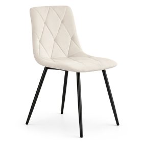   AKORD MILO Kárpitozott Szék Bézs Bársony Fekete Lábakkal Steppelt Mintával