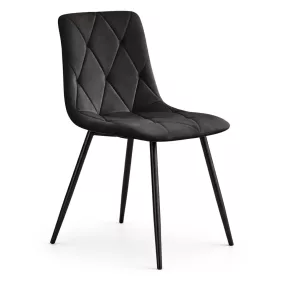   AKORD MILO kárpitozott szék fekete bársony fekete lábakkal rombusz steppelt