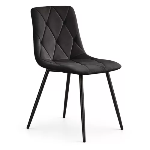 AKORD MILO kárpitozott szék fekete bársony fekete lábakkal rombusz steppelt