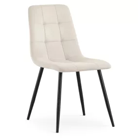   AKORD NERO Étkezőszék Bársony Bézs Fekete Lábakkal Steppelt