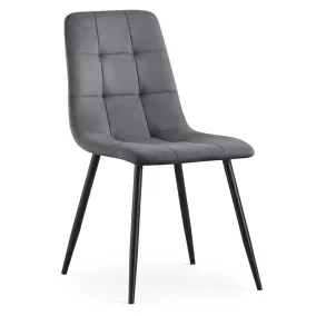   AKORD NERO Étkezőszék Welúr Sötétszürke Fekete Lábakkal Steppelt