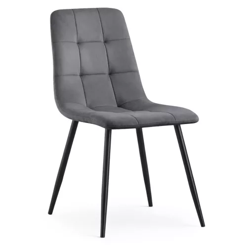 AKORD NERO Étkezőszék Welúr Sötétszürke Fekete Lábakkal Steppelt