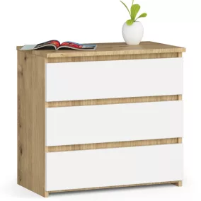 AKORD CLP Artisan Komód 3 Fiókos Laminált Tölgy/Fehér