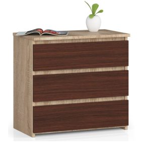 AKORD CLP 3 Fiókos Komód Sonoma Tölgy / Wenge