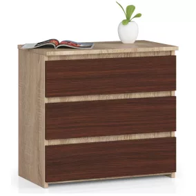 AKORD CLP 3 Fiókos Komód Sonoma Tölgy / Wenge