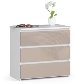   AKORD CL3 Magasfényű Fehér-Cappuccino Éjjeliszekrény 3 Fiókos