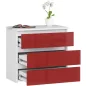 AKORD CL3 60 Éjjeliszekrény Fehér/Piros Magasfényű
