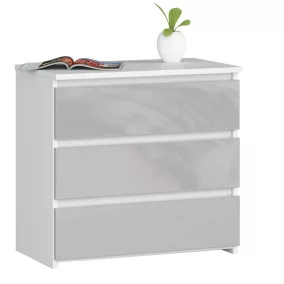   AKORD CL3 Éjjeliszekrény Laminált Fehér/Metál Magasfényű 60 cm