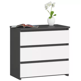   AKORD CLP CL3 Komód Laminált Grafitszürke/Fehér 3 Fiókos