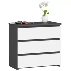   AKORD CLP CL3 Komód Laminált Grafitszürke/Fehér 3 Fiókos