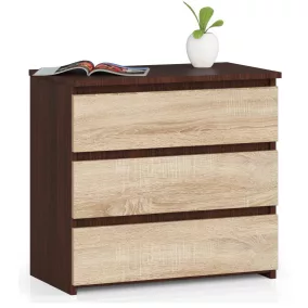 AKORD CLP CL3 Éjjeliszekrény Wenge/Sonoma Tölgy 3 Fiókos