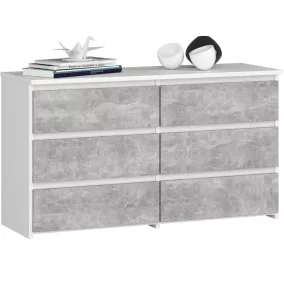   AKORD CL100 Modern Fiókos Komód Laminált Fehér-Beton 6 Fiókos