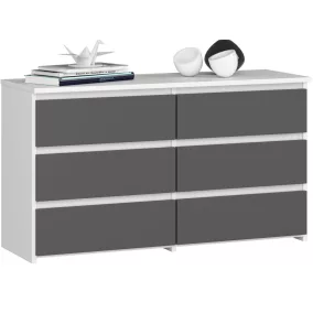 AKORD CL100 Modern 6-Fiókos Komód Laminált Fehér-Szürke