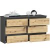 AKORD CL100 Modern Fiókos Komód Laminált Szürke Artisan Tölgy 6-Fiókos