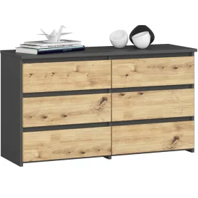   AKORD CL100 Modern Fiókos Komód Laminált Szürke Artisan Tölgy 6-Fiókos
