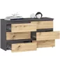   AKORD CL100 Modern Fiókos Komód Laminált Szürke Artisan Tölgy 6-Fiókos