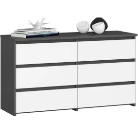   AKORD CL100 Modern 6-Fiókos Komód Laminált Grafitszürke-Fehér
