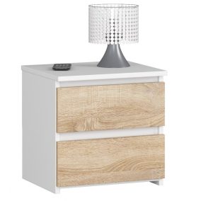   AKORD CLP CL2 Éjjeliszekrény Laminált Fehér-Sonoma Tölgy Kétfiókos