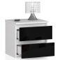   AKORD CL2 Magasfényű Fekete-Fehér Éjjeliszekrény 2 Fiókkal