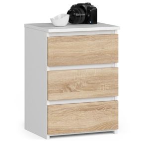 AKORD CL3 Éjjeliszekrény Fehér Sonoma Tölgy 3 Fiókos