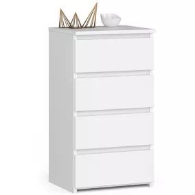 AKORD CL4 Keskeny Fiókos Komód Laminált Fehér Matt