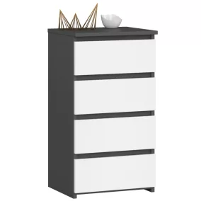 AKORD CL4 Komód Laminált Grafitszürke-Fehér 4 Fiókos